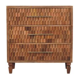 Bedside Chest with 3 Drawers, Bedside Cabinet with Mango Wood for Easy Storage, Brown - Aosom UK - thumbnail 2