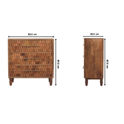 Bedside Chest with 3 Drawers, Bedside Cabinet with Mango Wood for Easy Storage, Brown - Aosom UK - thumbnail 3