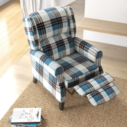 HOMCOM Wingback Reclining Chair, Push Back Recliner Armchair for Living Room Bedroom with Footrest Armrests Wood Legs, Cat Scratch Anti, Blue - thumbnail 8