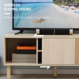 "HOMCOM TV Stand Cabinet, TV Unit for TVs up to 50"", TV Cabinet with Storage Shelves, Sliding Doors and Cable Holes for Living Room, Bedroom, Natural Wood Finish - Aosom UK" - thumbnail 7