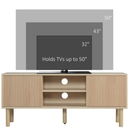 "HOMCOM TV Stand Cabinet, TV Unit for TVs up to 50"", TV Cabinet with Storage Shelves, Sliding Doors and Cable Holes for Living Room, Bedroom, Natural Wood Finish - Aosom UK" - thumbnail 4