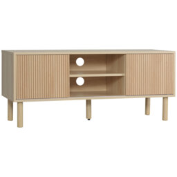 "HOMCOM TV Stand Cabinet, TV Unit for TVs up to 50"", TV Cabinet with Storage Shelves, Sliding Doors and Cable Holes for Living Room, Bedroom, Natural Wood Finish - Aosom UK"