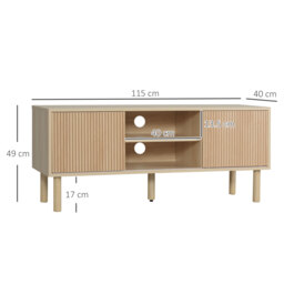 "HOMCOM TV Stand Cabinet, TV Unit for TVs up to 50"", TV Cabinet with Storage Shelves, Sliding Doors and Cable Holes for Living Room, Bedroom, Natural Wood Finish - Aosom UK" - thumbnail 3
