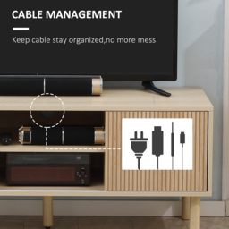 "HOMCOM TV Stand Cabinet, TV Unit for TVs up to 50"", TV Cabinet with Storage Shelves, Sliding Doors and Cable Holes for Living Room, Bedroom, Natural Wood Finish - Aosom UK" - thumbnail 6