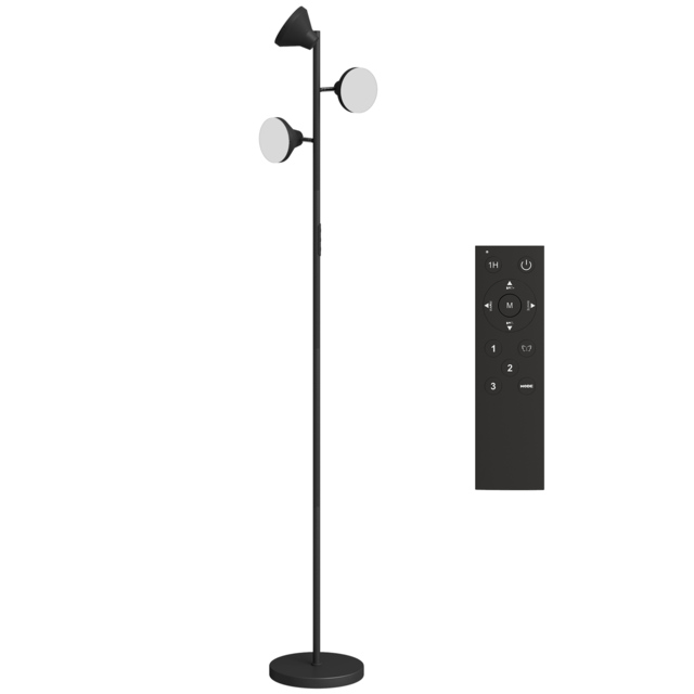 HOMCOM Three-Lamp Multi-Adjustable Floor Light - Black - image 1