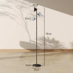 HOMCOM Three-Lamp Multi-Adjustable Floor Light - Black - thumbnail 3