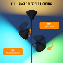 HOMCOM Three-Lamp Multi-Adjustable Floor Light - Black - thumbnail 5