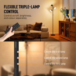 HOMCOM Three-Lamp Multi-Adjustable Floor Light - Black - thumbnail 6