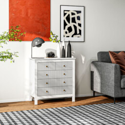 HOMCOM Chest of Five Drawers, Elegant Bedroom Storage Cabinet, White - Aosom UK - thumbnail 8