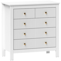 HOMCOM Chest of Five Drawers, Elegant Bedroom Storage Cabinet, White - Aosom UK