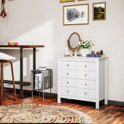 HOMCOM Chest of Five Drawers, Elegant Bedroom Storage Cabinet, White - Aosom UK - thumbnail 7