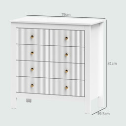 HOMCOM Chest of Five Drawers, Elegant Bedroom Storage Cabinet, White - Aosom UK - thumbnail 3