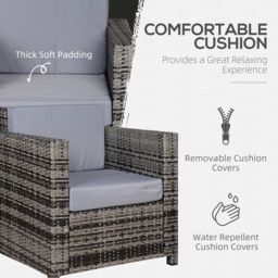 Outsunny Rattan Garden Armchair 10cm Thick Padded Cushion Outdoor All-Weather PE Wicker Garden Armchair with Armrests, Grey - Aosom UK - thumbnail 5