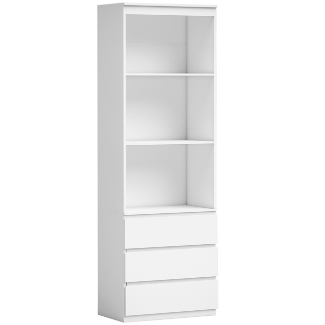 HOMCOM 180cm Tall Bookcase, with Shelves and Drawers - White - Aosom UK - image 1