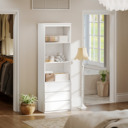 HOMCOM 180cm Tall Bookcase, with Shelves and Drawers - White - Aosom UK - thumbnail 7