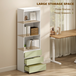 HOMCOM 180cm Tall Bookcase, with Shelves and Drawers - White - Aosom UK - thumbnail 4