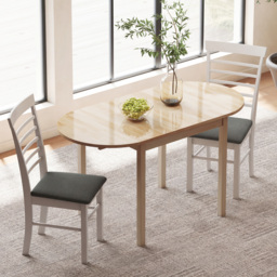 HOMCOM 4-6 Person Wooden Drop-Leaf Table - Natural Finish - thumbnail 2