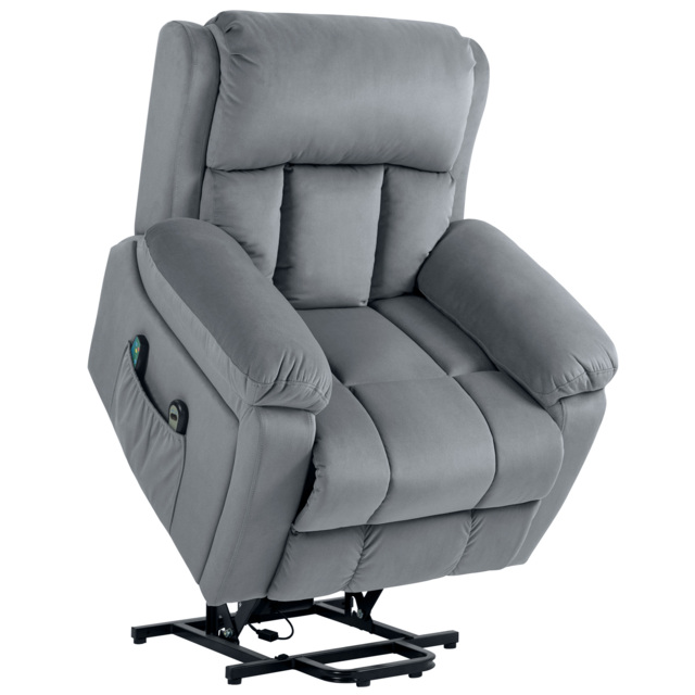HOMCOM Power Lift Riser and Recliner Chair with Vibration Massage, Heat, Side Pocket, Grey - Aosom UK - image 1