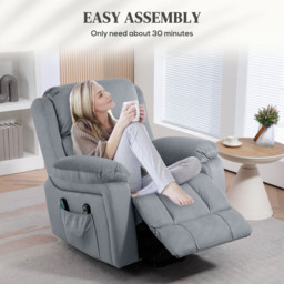 HOMCOM Power Lift Riser and Recliner Chair with Vibration Massage, Heat, Side Pocket, Grey - Aosom UK - thumbnail 8