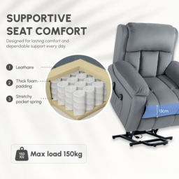 HOMCOM Power Lift Riser and Recliner Chair with Vibration Massage, Heat, Side Pocket, Grey - Aosom UK - thumbnail 6