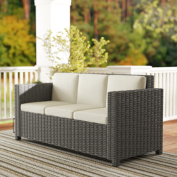 Outsunny 3 Seater Rattan Sofa All-Weather Wicker Weave Metal Frame Chair with Fire Resistant Cushio-Cream - thumbnail 8
