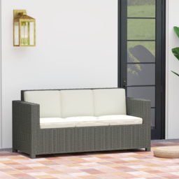 Outsunny 3 Seater Rattan Sofa All-Weather Wicker Weave Metal Frame Chair with Fire Resistant Cushio-Cream - thumbnail 7
