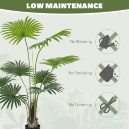 HOMCOM 145cm Artificial Palm Tree, Decorative Artificial Plant with Lifelike PEVA Leaves and Coconut Coir, Fake Tree with Plastic Pot and Flocking for Home Office Decor, Green - thumbnail 6