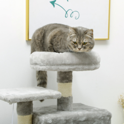 PawHut 132cm Cat Tree with Scratching Post, House, Hammock, Grey - Aosom UK - thumbnail 7