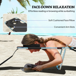 Outsunny Beach Chaise Lounge: Foldable Sun Lounger with Reading Hole, Adjustable Backrest & Side Pocket, Black - Aosom UK - thumbnail 5