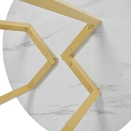 Modern Round Dining Table with Marble Pattern and Gold Metal Frame, Multi-Purpose Design for Apartments, 80L x 80W x 75H cm, Gold+White - Aosom.UK - thumbnail 8