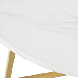 Modern Round Dining Table with Marble Pattern and Gold Metal Frame, Multi-Purpose Design for Apartments, 80L x 80W x 75H cm, Gold+White - Aosom.UK - thumbnail 7