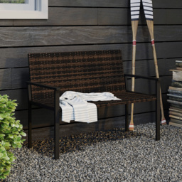 Outsunny 2 Seater Rattan Garden Bench, Outdoor Bench with Quick-Drying Cotton Padding, Wicker Garden Loveseat with Armrests, Steel Frame for Patio, Park, Mixed Brown - thumbnail 9
