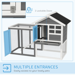 PawHut 2 Tier Wooden Rabbit Guinea Pig Hutch Guinea Pig Cage Bunny Cage Pull Out Tray Small Animal House w/ Ramp 122 x 62.6 x 92 cm - thumbnail 5