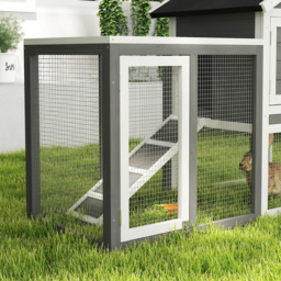 PawHut 2 Tier Wooden Rabbit Guinea Pig Hutch Guinea Pig Cage Bunny Cage Pull Out Tray Small Animal House w/ Ramp 122 x 62.6 x 92 cm - thumbnail 8