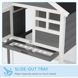 PawHut 2 Tier Wooden Rabbit Guinea Pig Hutch Guinea Pig Cage Bunny Cage Pull Out Tray Small Animal House w/ Ramp 122 x 62.6 x 92 cm - thumbnail 6