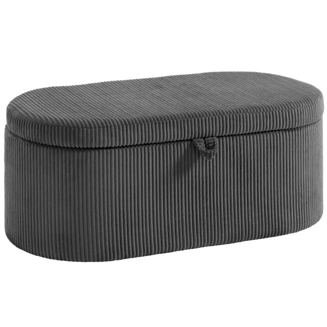 HOMCOM Storage Ottoman, Corduroy Upholstered Ottoman Storage Box with Padded Seat, 105 x 51 x 49 cm, Dark Grey - image 1
