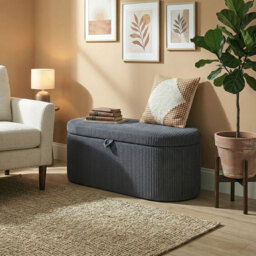 HOMCOM Storage Ottoman, Corduroy Upholstered Ottoman Storage Box with Padded Seat, 105 x 51 x 49 cm, Dark Grey - thumbnail 8