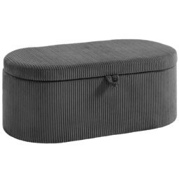 HOMCOM Storage Ottoman, Corduroy Upholstered Ottoman Storage Box with Padded Seat, 105 x 51 x 49 cm, Dark Grey - thumbnail 1