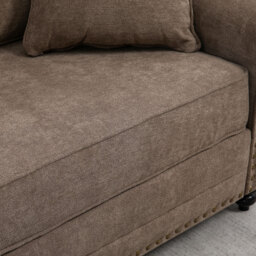 HOMCOM 2 Seater Sofas for Living Room, Fabric Sofa with Nailhead Trim, Loveseat with Cushions and Throw Pillows, Brown - thumbnail 7