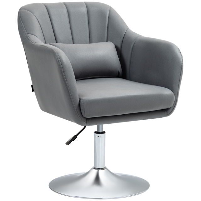 Arm Chairs Accent Chair for Living Room HOMCOM Contemporary Vanity Armchair with Adjustable Height Thick Cushion, Anti-Cat-Scratch, Grey - Aosom UK - image 1