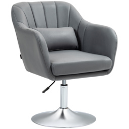 Arm Chairs Accent Chair for Living Room HOMCOM Contemporary Vanity Armchair with Adjustable Height Thick Cushion, Anti-Cat-Scratch, Grey - Aosom UK
