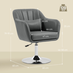 Arm Chairs Accent Chair for Living Room HOMCOM Contemporary Vanity Armchair with Adjustable Height Thick Cushion, Anti-Cat-Scratch, Grey - Aosom UK - thumbnail 3