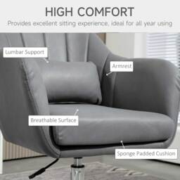 Arm Chairs Accent Chair for Living Room HOMCOM Contemporary Vanity Armchair with Adjustable Height Thick Cushion, Anti-Cat-Scratch, Grey - Aosom UK - thumbnail 6