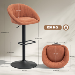 HOMCOM Set of Two Relaxed Tub Bar Stools - Orange - thumbnail 3