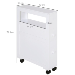 HOMCOM MDF Narrow Rolling Bathroom Side Cabinet White - Aosom UK - thumbnail 3