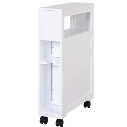 HOMCOM MDF Narrow Rolling Bathroom Side Cabinet White - Aosom UK - thumbnail 9