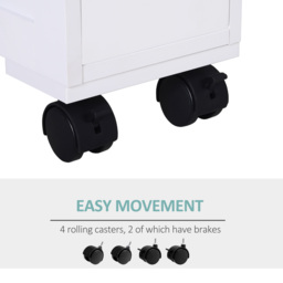 HOMCOM MDF Narrow Rolling Bathroom Side Cabinet White - Aosom UK - thumbnail 4