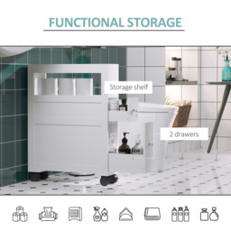 HOMCOM MDF Narrow Rolling Bathroom Side Cabinet White - Aosom UK - thumbnail 6
