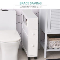HOMCOM MDF Narrow Rolling Bathroom Side Cabinet White - Aosom UK - thumbnail 5