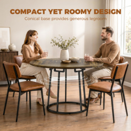 HOMCOM Dining Table Space Saving Kitchen Table Spliced Tabletop Conical Metal Base 120 cm Round Rustic Brown - thumbnail 5